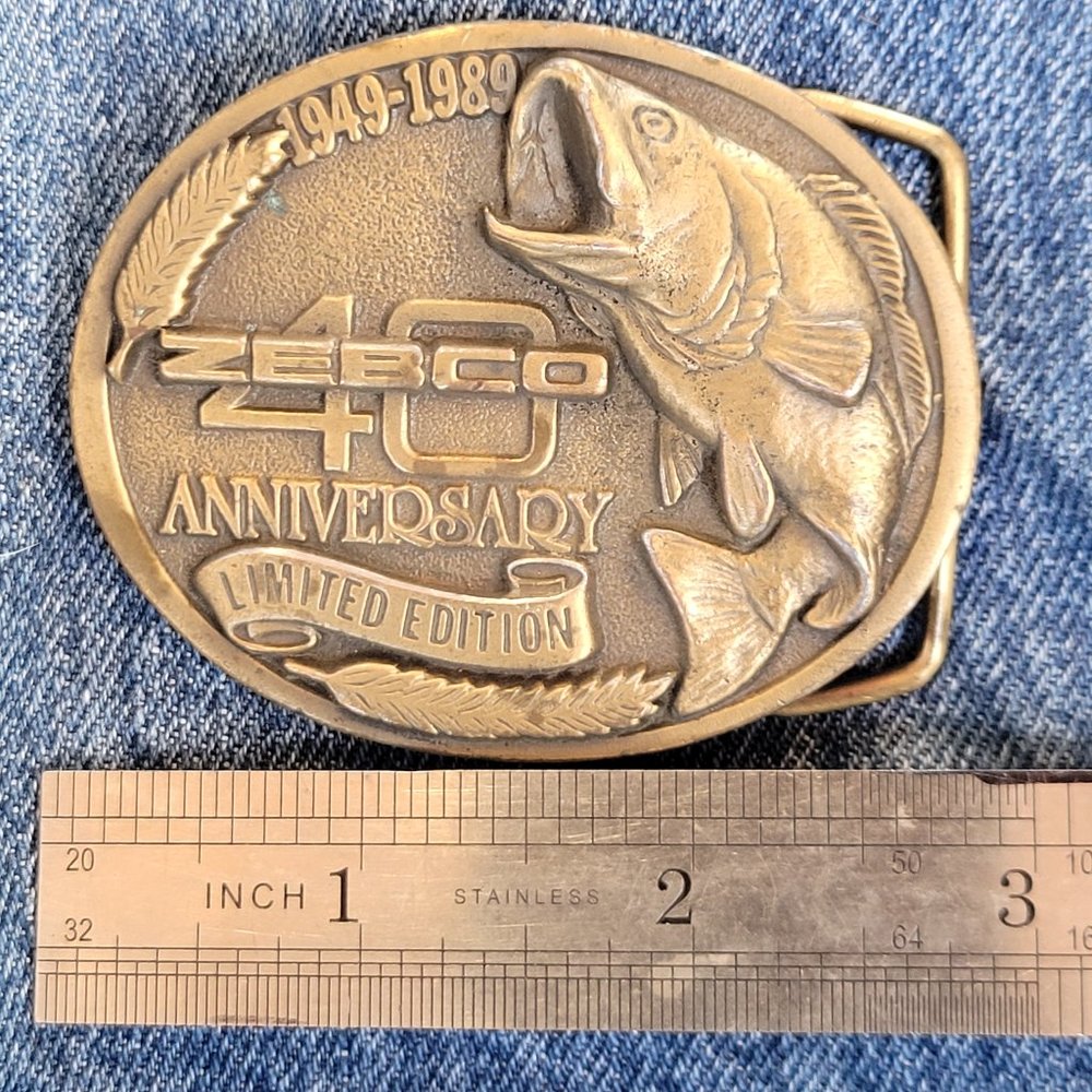 ZEBCO 40TH ANNIVERSARY BELT BUCKLE 1949-1989 LIMITED EDITION